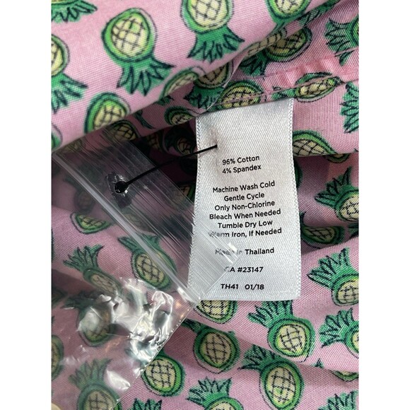 Talbots Pineapple Print Blouse Womens 20W Pink Green Sleeveless Button Up Top - Picture 7 of 9